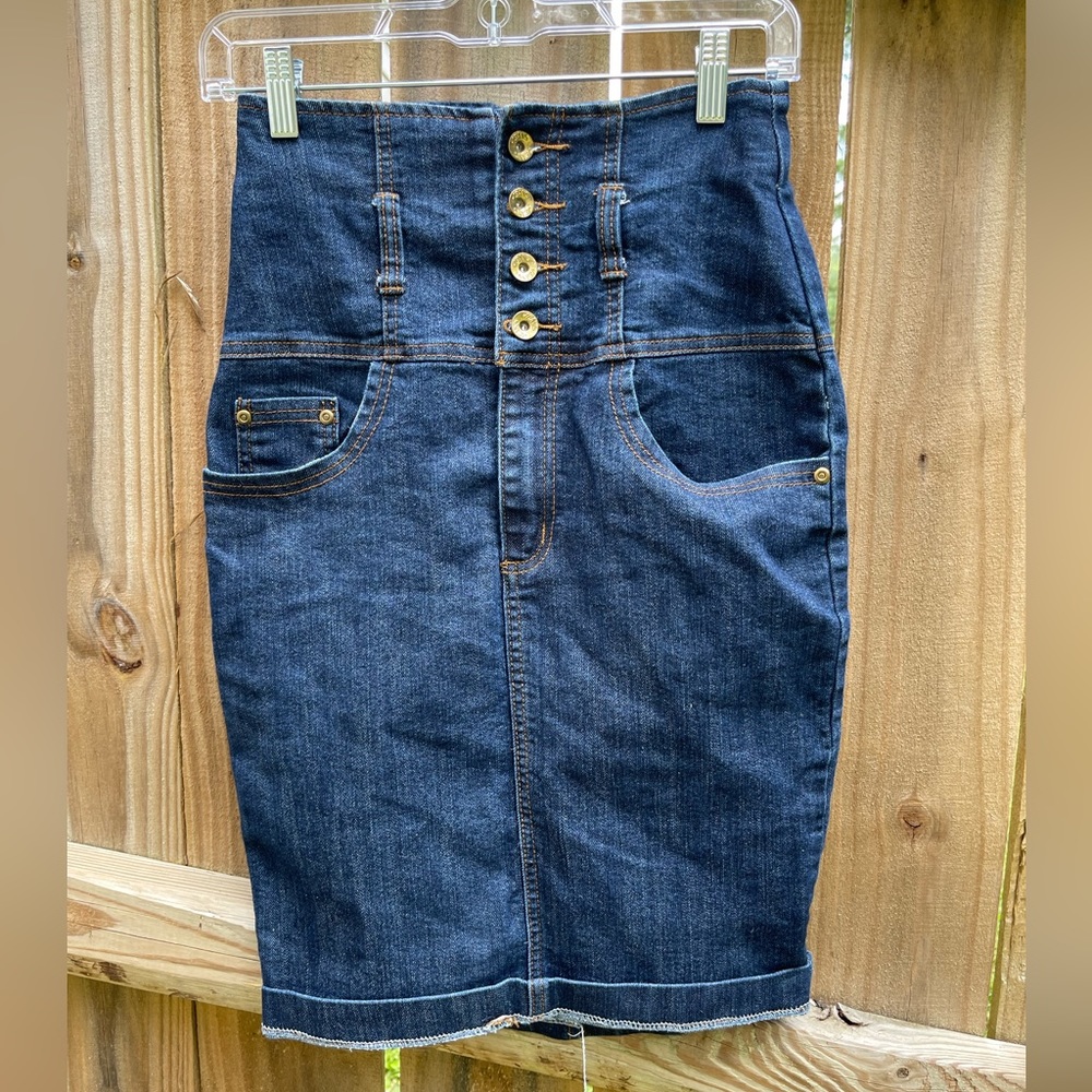 Denim High Waisted Pencil Skirt